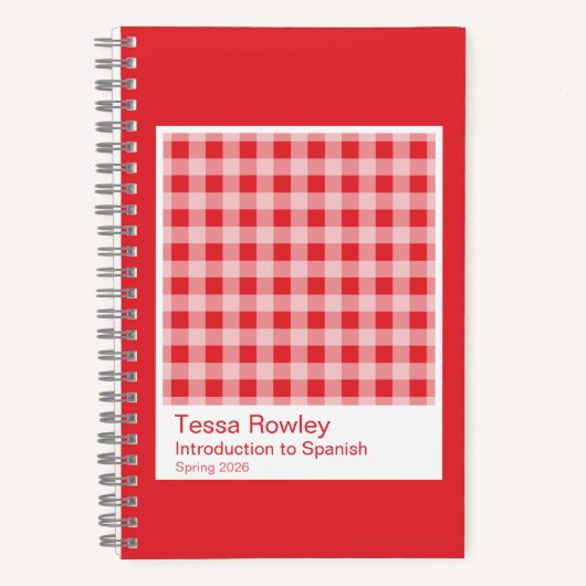 Red Gingham Plaid Notebook Notitieboek (Voorkant)