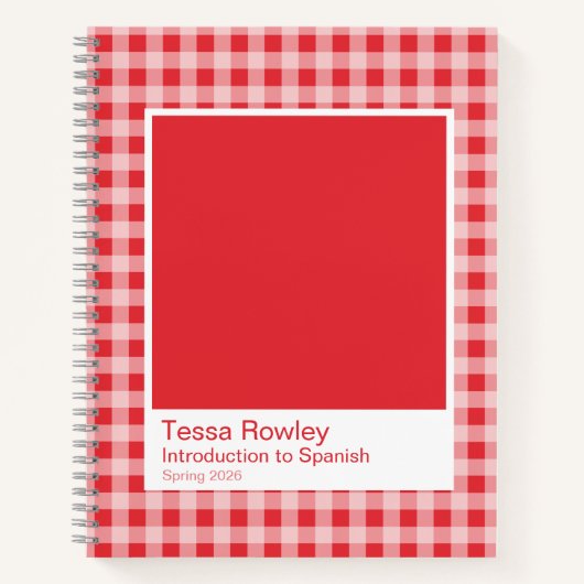 Red Gingham Plaid Spiral Notebook Notitieboek (Voorkant)