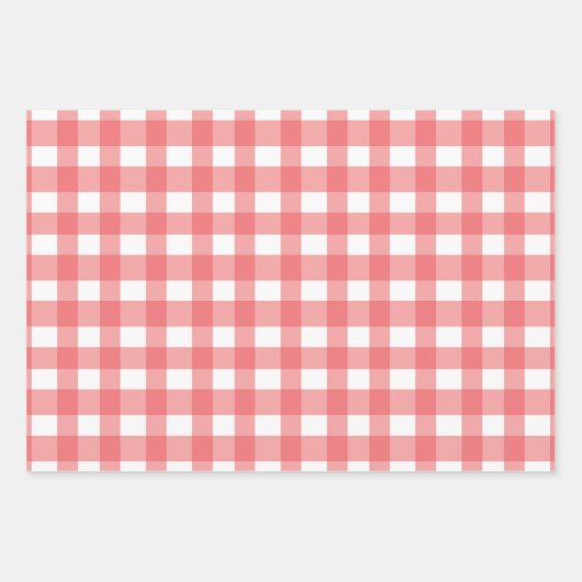 Red Gingham Plaid Verjaardagsfeest Inpakpapier Vel (Voorkant 3)