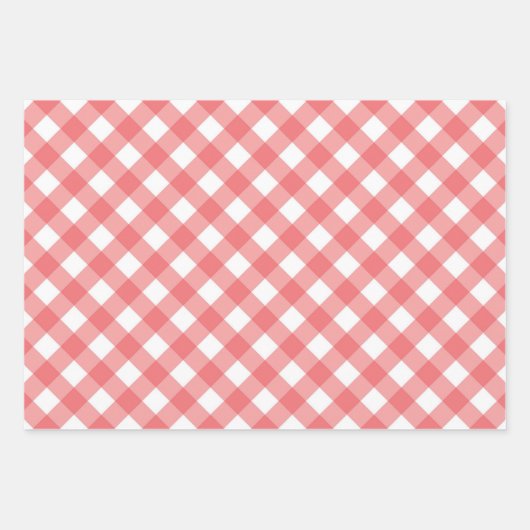 Red Gingham Plaid Verjaardagsfeest Inpakpapier Vel (Voorkant 2)