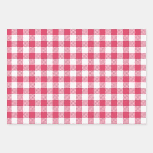 Red Gingham Plaid Verjaardagsfeest Inpakpapier Vel (Voorkant)
