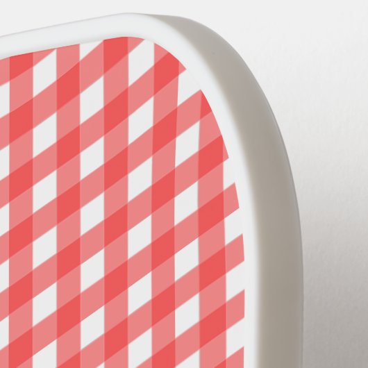 Red Gingham Plaid with White Elephant and Name Pickleball Paddle (Links Detail)