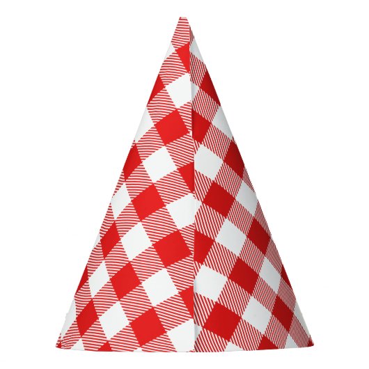 Red Gingham Pset Pattern Feesthoedjes (Achterkant)