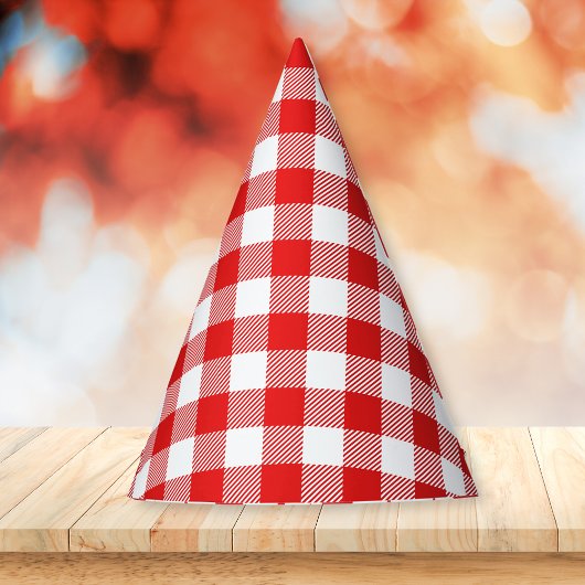 Red Gingham Pset Pattern Feesthoedjes