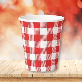 Red Gingham Pset Pattern Papieren Bekers
