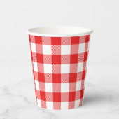 Red Gingham Pset Pattern Papieren Bekers (Achterkant)