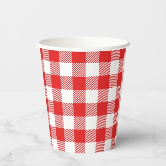 Red Gingham Pset Pattern Papieren Bekers (Achterkant)