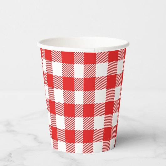 Red Gingham Pset Pattern Papieren Bekers (Rechts)