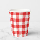 Red Gingham Pset Pattern Papieren Bekers (Voorkant)