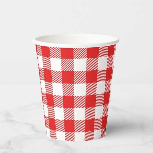 Red Gingham Pset Pattern Papieren Bekers (Voorkant)