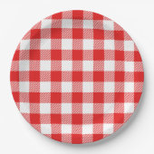 Red Gingham Pset Pattern Papieren Bordje (Voorkant)