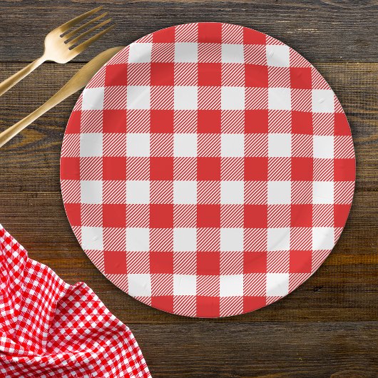 Red Gingham Pset Pattern Papieren Bordje