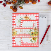Red Gingham Pumpkins Sunflowers Fall Wedding Uitnodigingen Wikkel
