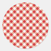 Red Gingham Ronde Sticker (Voorkant)