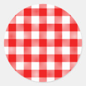 Red Gingham Ronde Sticker (Voorkant)
