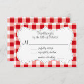 Red Gingham RSVP Kaartje (Voorkant / Achterkant)