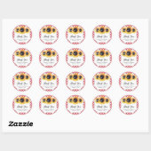 Red Gingham Rustic Zonnebloem bruiloft Dank u Ronde Sticker (Vel)