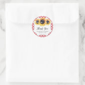 Red Gingham Rustic Zonnebloem bruiloft Dank u Ronde Sticker (Tas)