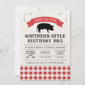 Red Gingham Southern BBQ Pig Roast Verjaardag Kaart (Voorkant)