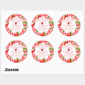 Red Gingham Strawberries Baby Shower Thank You Ronde Sticker (Vel)