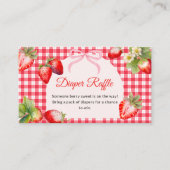 Red Gingham Strawberry Diaper Raffle Baby Shower Informatiekaartje (Voorkant)