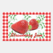 Red gingham Strawberry jam label (Voorkant)
