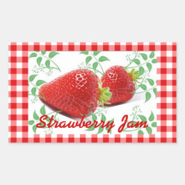 Red gingham Strawberry jam label
