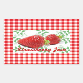 Red gingham Strawberry jam label