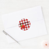 Red Gingham-Strawberry Jam Ronde Sticker (Envelop)