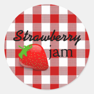 Red Gingham-Strawberry Jam Ronde Sticker