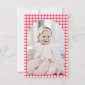 Red Gingham Strawberry Verjaardag Dank u kaart (Achterkant)