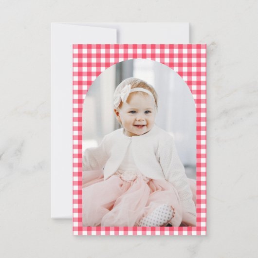 Red Gingham Strawberry Verjaardag Dank u kaart (Achterkant)