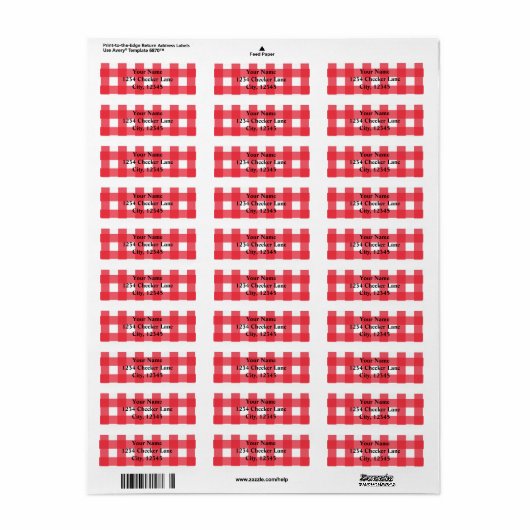 Red Gingham Summer Country BBQ Checker Label (Full Sheet)