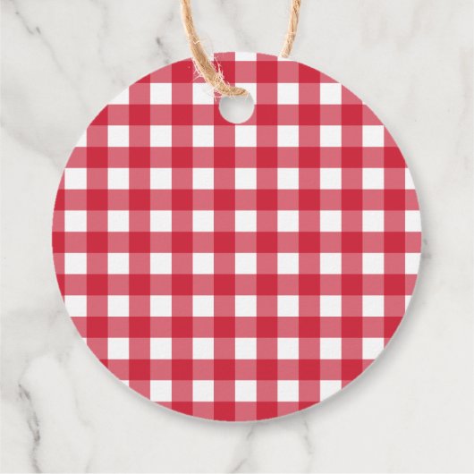 Red Gingham & Sunflower Baby-Q Shower Dank je Bedankjes Labels (Achterkant)
