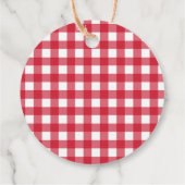 Red Gingham & Sunflower Baby-Q Shower Dank je Bedankjes Labels (Achterkant)