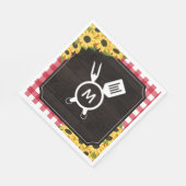 Red Gingham & Sunflower Rustic Monogrammed BBQ Servet (Hoek)