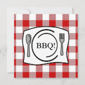 Red Gingham Tablecloth BBQ Kaart (Voorkant)