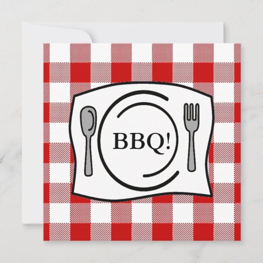 Red Gingham Tablecloth BBQ Kaart (Voorkant)