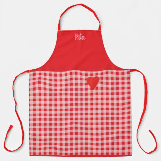 Red Gingham trimmed in Red Country Style  Schort