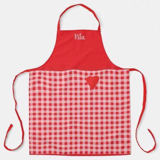 Red Gingham trimmed in Red Country Style Schort (Voorkant)