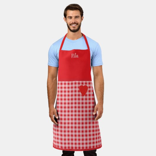 Red Gingham trimmed in Red Country Style Schort (Gedragen)