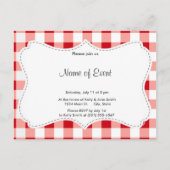 Red Gingham Uitnodiging Briefkaart (Voorkant)