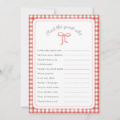 Red Gingham Vind de gast die douche spel Kaart (Voorkant)