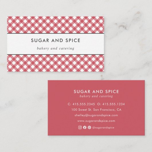 Red Gingham-Visitekaartje Visitekaartje (Voorkant / Achterkant)