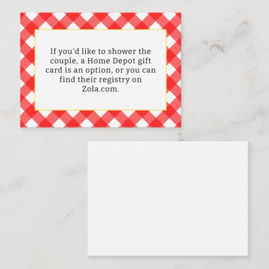 Red Gingham Vrijgezellenfeest Enclosure Kaart (Voorkant / Achterkant)