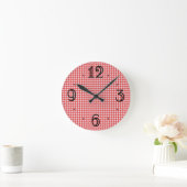 Red Gingham Wall Clock Ronde Klok (Huis)
