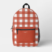 Red Gingham Waterverf gepersonaliseerde naam Initi Bedrukte Rugzak (Voorkant)