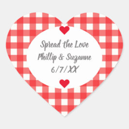 Red Gingham Wedding Favor Jelly Jar Sticker Labels