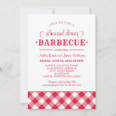Red Gingham Wedding Rehearsal Dinner Barbecue Kaart (Voorkant)