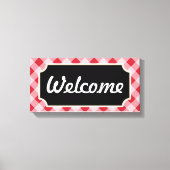 Red Gingham Welcome Sign Canvas (Voorkant)